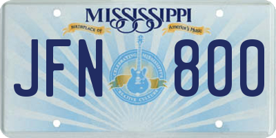MS license plate JFN800
