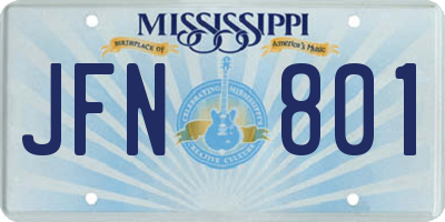 MS license plate JFN801