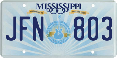 MS license plate JFN803