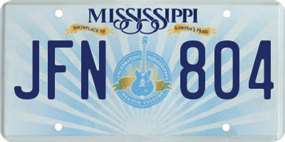 MS license plate JFN804