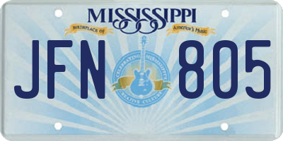 MS license plate JFN805