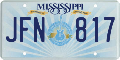 MS license plate JFN817