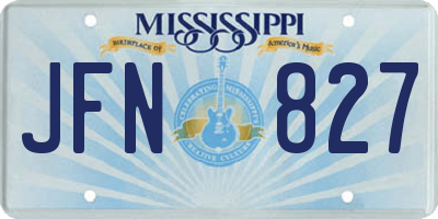 MS license plate JFN827