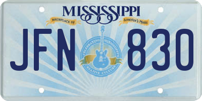 MS license plate JFN830