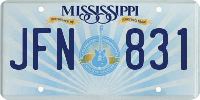 MS license plate JFN831