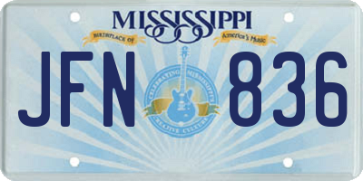 MS license plate JFN836