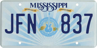 MS license plate JFN837