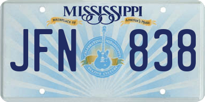 MS license plate JFN838