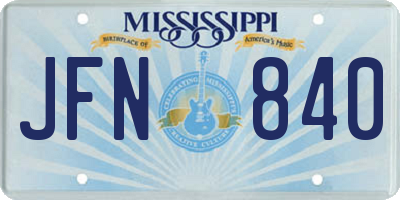 MS license plate JFN840