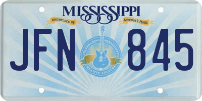 MS license plate JFN845