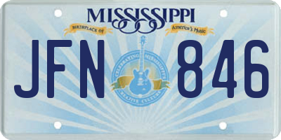 MS license plate JFN846