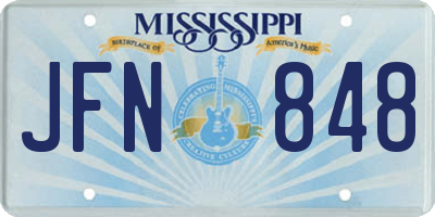 MS license plate JFN848