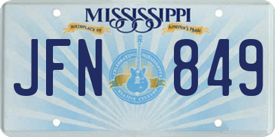 MS license plate JFN849