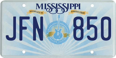 MS license plate JFN850