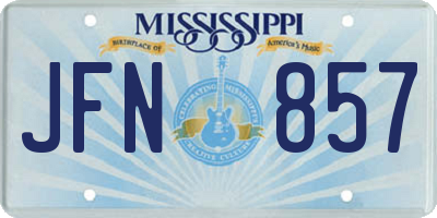 MS license plate JFN857