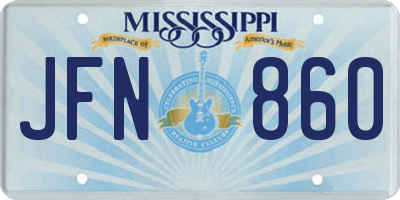 MS license plate JFN860