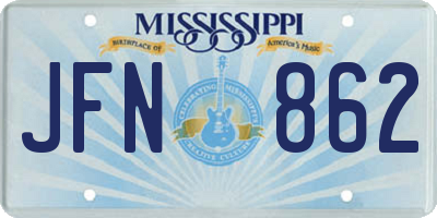 MS license plate JFN862