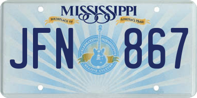 MS license plate JFN867