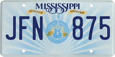 MS license plate JFN875