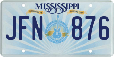 MS license plate JFN876