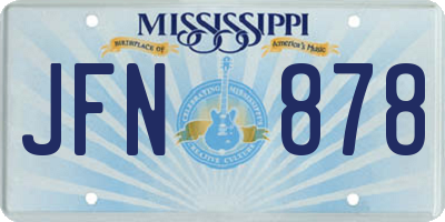 MS license plate JFN878