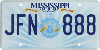 MS license plate JFN888