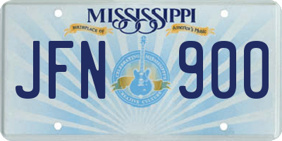 MS license plate JFN900