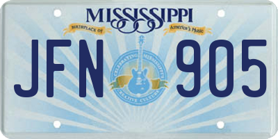 MS license plate JFN905