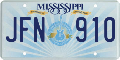 MS license plate JFN910