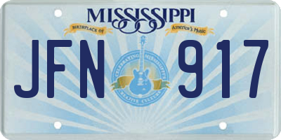 MS license plate JFN917