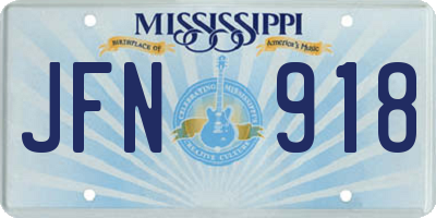 MS license plate JFN918