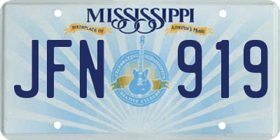 MS license plate JFN919