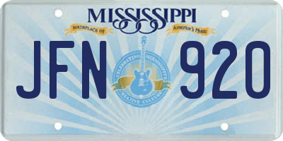 MS license plate JFN920