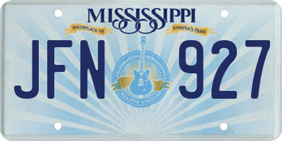 MS license plate JFN927