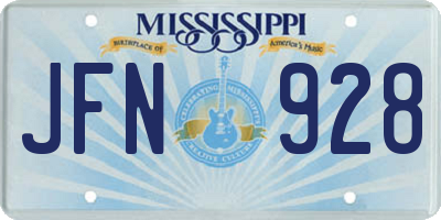 MS license plate JFN928