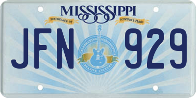 MS license plate JFN929