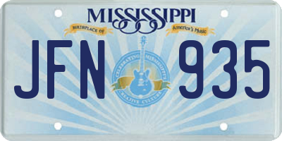 MS license plate JFN935