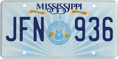 MS license plate JFN936
