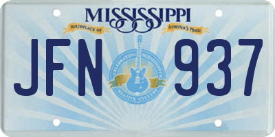 MS license plate JFN937