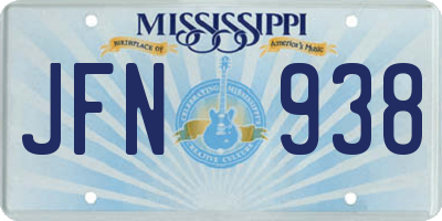 MS license plate JFN938