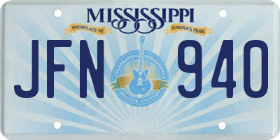 MS license plate JFN940