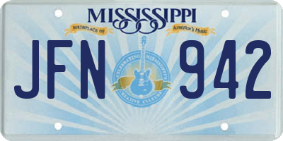 MS license plate JFN942