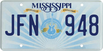 MS license plate JFN948