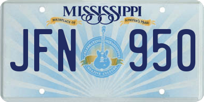 MS license plate JFN950