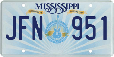 MS license plate JFN951