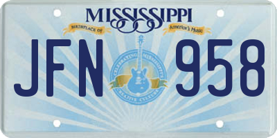 MS license plate JFN958
