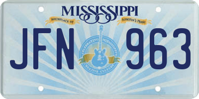 MS license plate JFN963