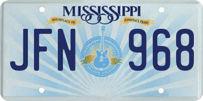 MS license plate JFN968