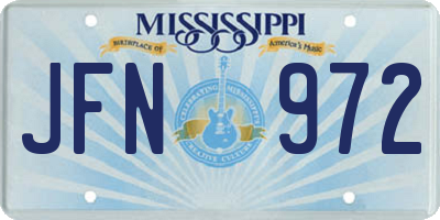 MS license plate JFN972