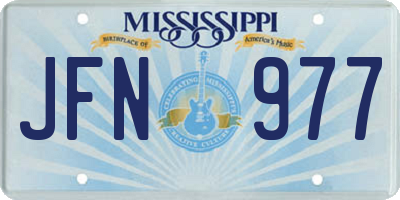 MS license plate JFN977